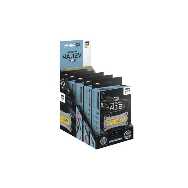 5 Chargeurs de batterie GYSFLASH 4.12 + Boîte présentoir |