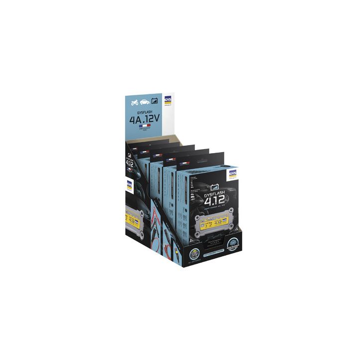 5 Chargeurs de batterie GYSFLASH 4.12 + Boîte présentoir |