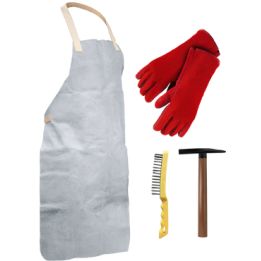 Lot équipement pro du soudeur (tablier + gants + marteau +