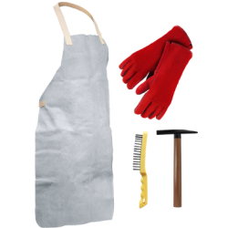 Lot équipement pro du soudeur (tablier + gants + marteau +