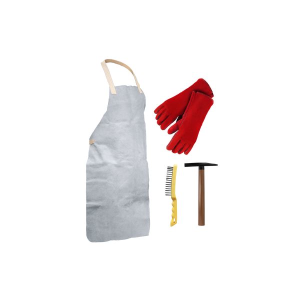Lot équipement pro du soudeur (tablier + gants + marteau +