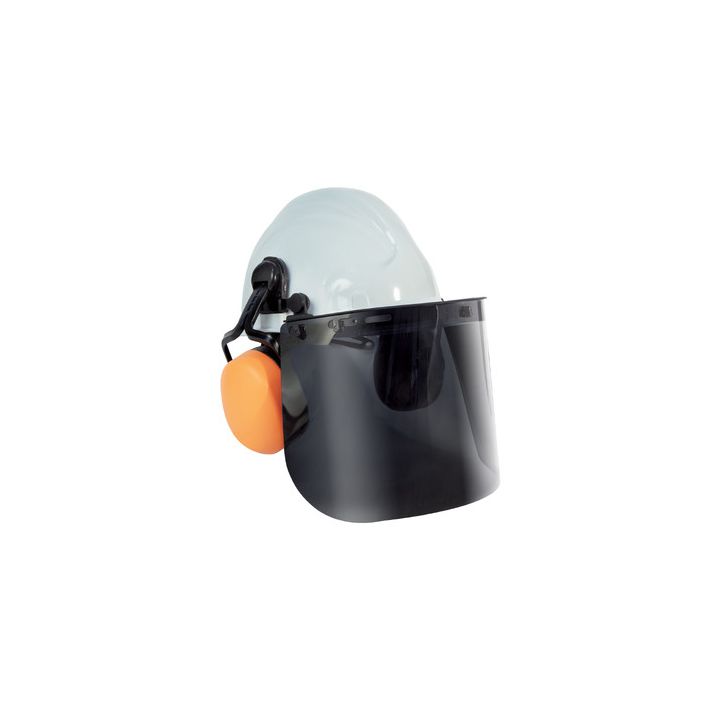 Casque de chantier avec protection auditive & visuelle