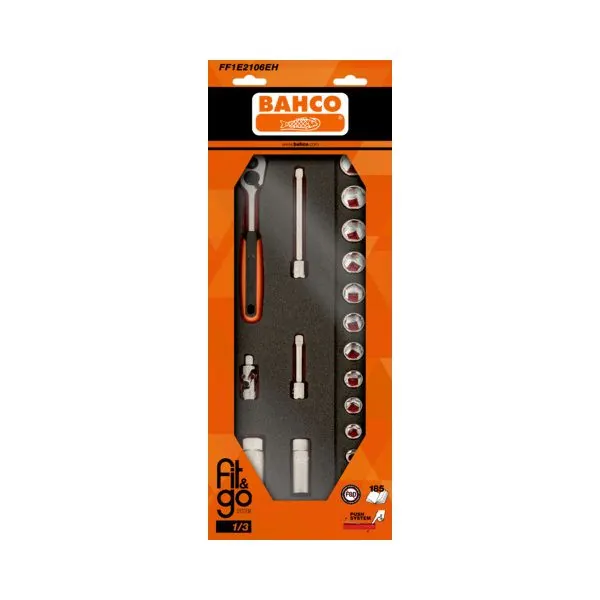 BAHCO Module mousse Fit&Go 1/3, douilles 3/8" - 18 Pcs