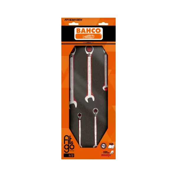 BAHCO Module mousse Fit&Go 1/3, clés à cliquet 1RM - 5 Pcs