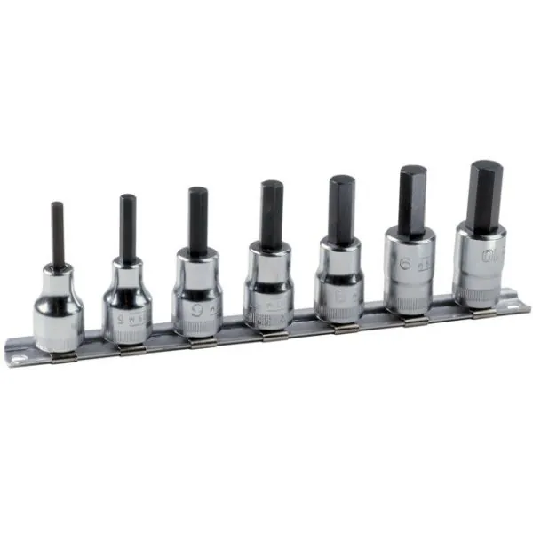 BAHCO Jeu de douilles 3/8" pour vis 6 pans - 7 pcs/rail