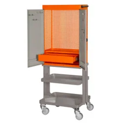 BAHCO Armoire 2&nbsp;portes à roulettes, orange, 1&nbsp;605&nbsp;mm x