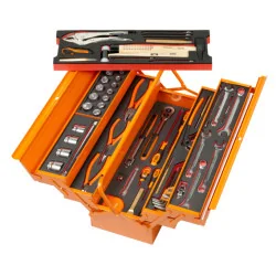 BAHCO Caisse à outils métallique avec 69 outils à usage