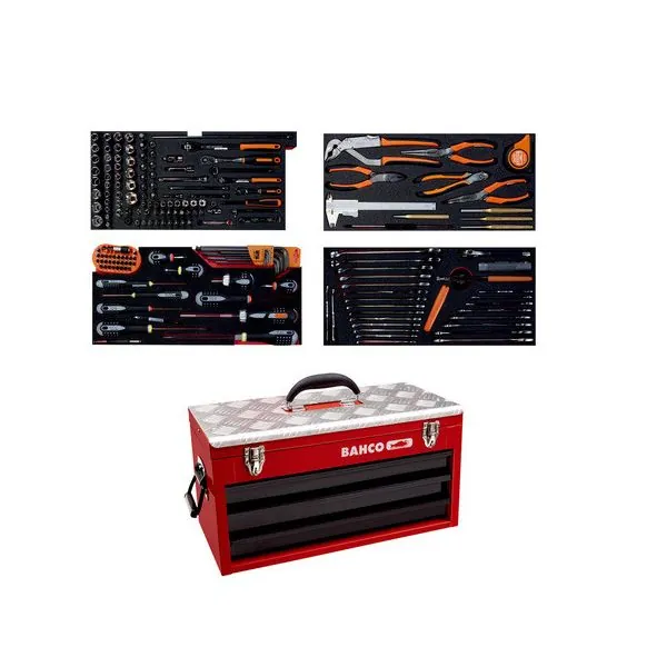 BAHCO Caisse à outils métallique, kits d’outils