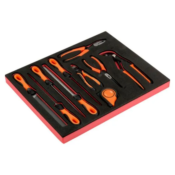 BAHCO Jeu de limes/mètre ruban/pinces, module mousse 2/3