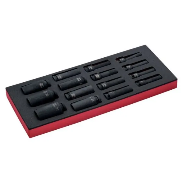 BAHCO Jeu de douilles à choc longues 1/2", module mousse