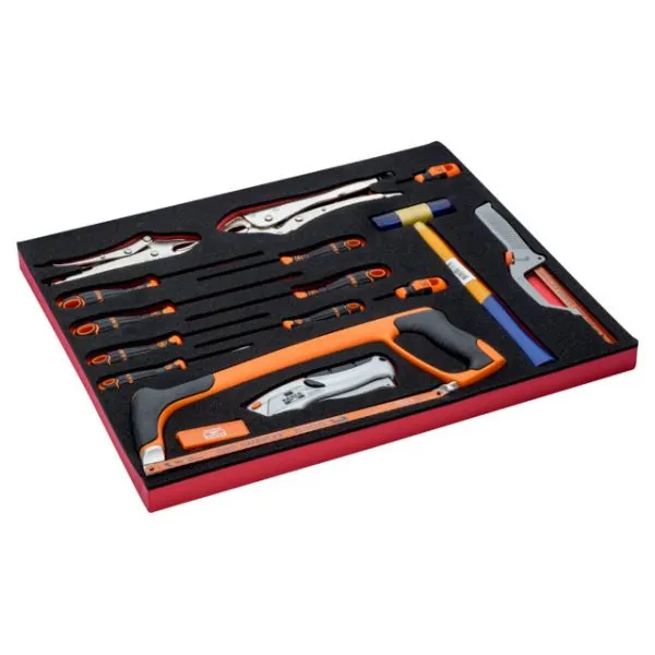 BAHCO Jeu d'outils de coupe/frappe/tournevis, module mousse
