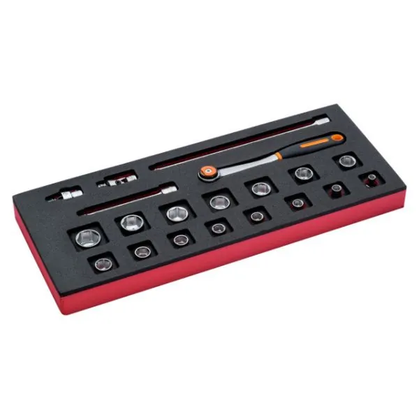 BAHCO Jeu de douilles 3/8" et cliquet à tête ronde, module