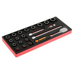 BAHCO Jeu de cliquets et douilles 1/2", module mousse 1/3