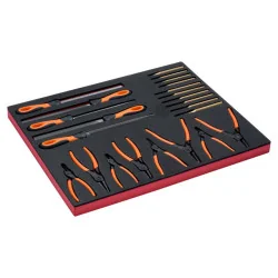 BAHCO Jeu de limes/pinces/chasse-goupilles, module mousse