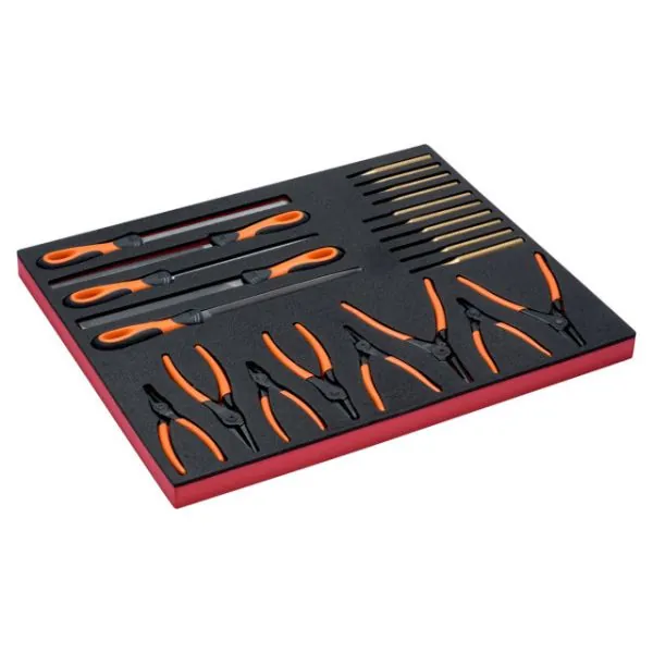 BAHCO Jeu de limes/pinces/chasse-goupilles, module mousse
