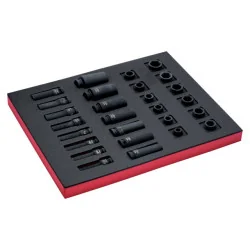 BAHCO Jeu de douilles à choc longues 1/2", module mousse