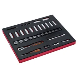 BAHCO Jeu de douilles standard/longues 3/8", module mousse