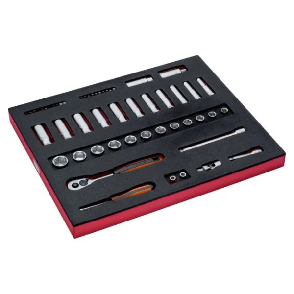 BAHCO Jeu de douilles standard/longues 3/8", module mousse