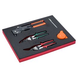 BAHCO Jeu cisailles à tôle/pince à riveter/mètre ruban,