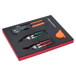BAHCO Jeu cisailles à tôle/pince à riveter/mètre ruban,