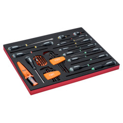 BAHCO Jeu de tournevis/clés mâles/embouts, module mousse