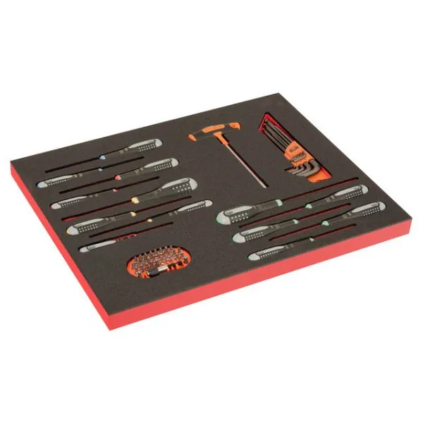 BAHCO Jeu de tournevis/embouts/douilles, module mousse 3/3