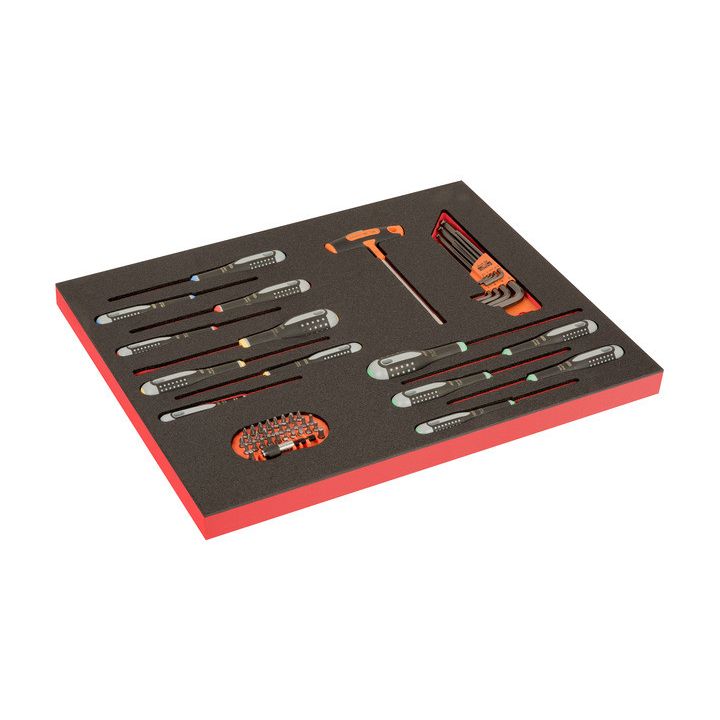 BAHCO Jeu de tournevis/embouts/douilles, module mousse 3/3