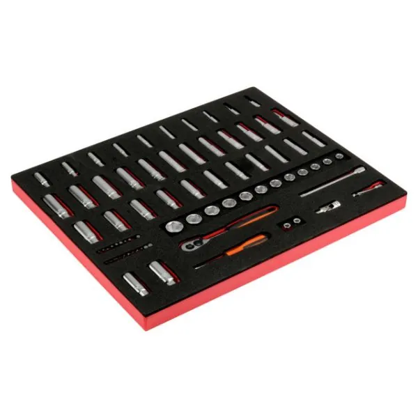 BAHCO Jeu de douilles longues 1/4" et 3/8", module mousse